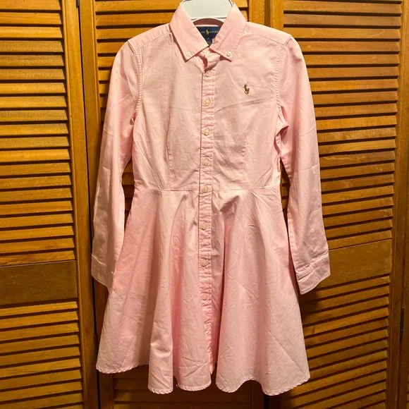 Ralph Lauren Pink Buttoned Collar Shirt Dress - Picture 1 of 13